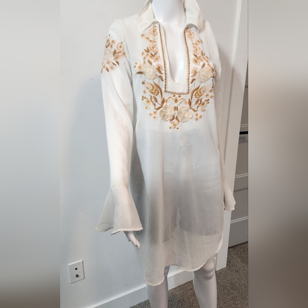 Free People Black and Cream Mini Dress